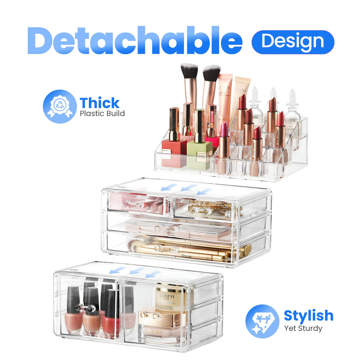 Masirs Clear Cosmetic Storage Organizer top view
