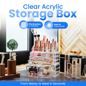 Masirs Clear Cosmetic Storage Organizer with jewellery