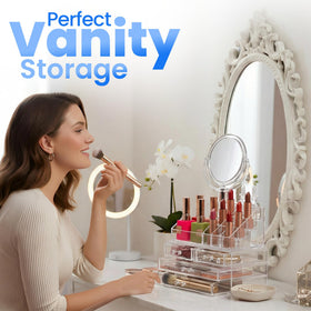 Masirs Clear Makeup Organizer close-up of acrylic material