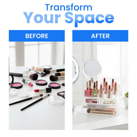 Masirs Clear Makeup Organizer lifestyle scene on vanity