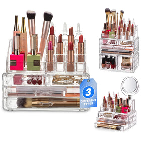 Masirs Clear Makeup Organizer with jewellery and accessories