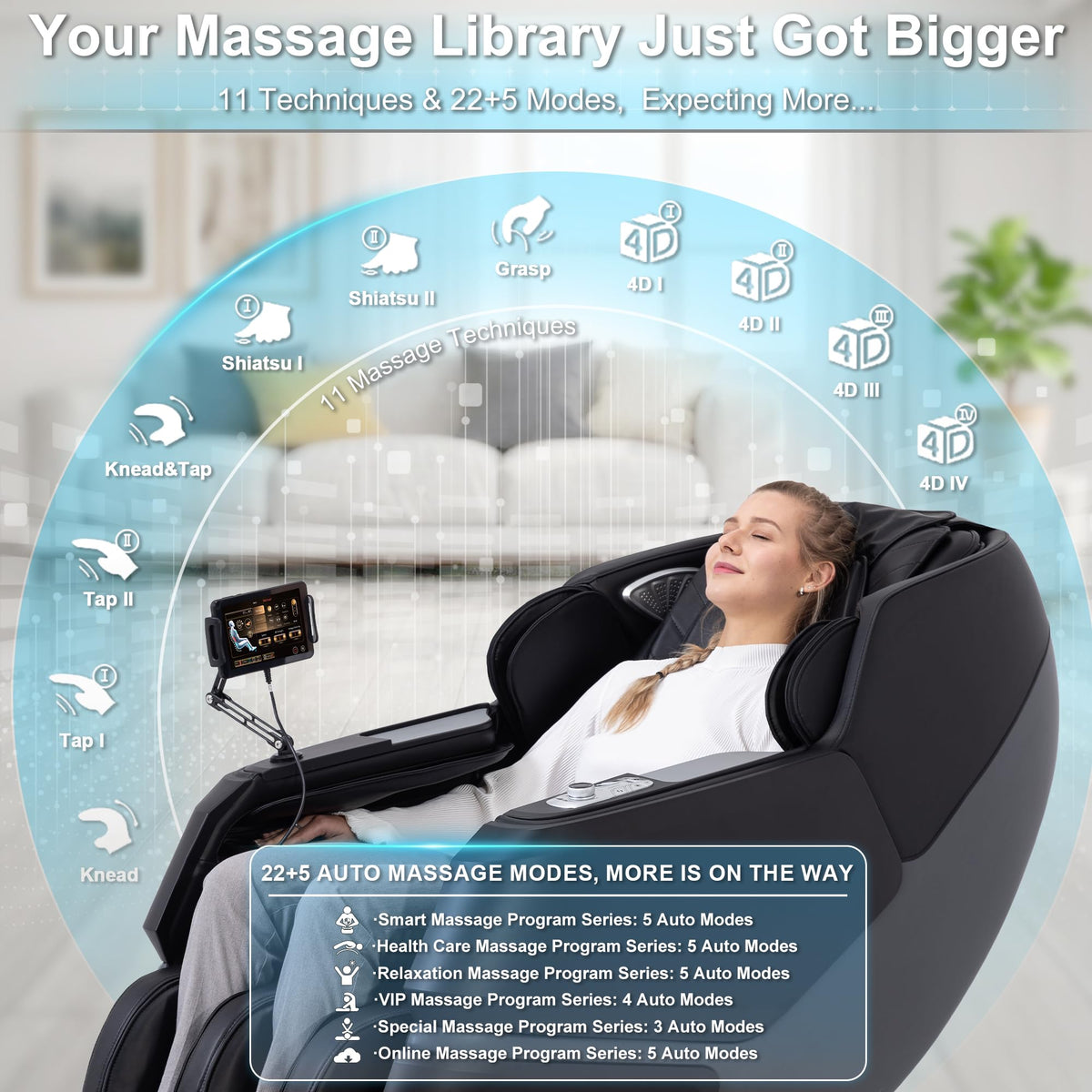 MassaMAX MT339 4D Massage Chair in a living room setting
