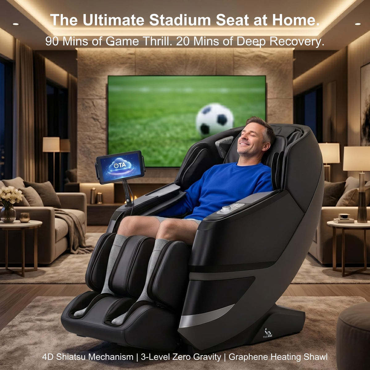 MassaMAX MT339 4D Massage Chair side view showing features