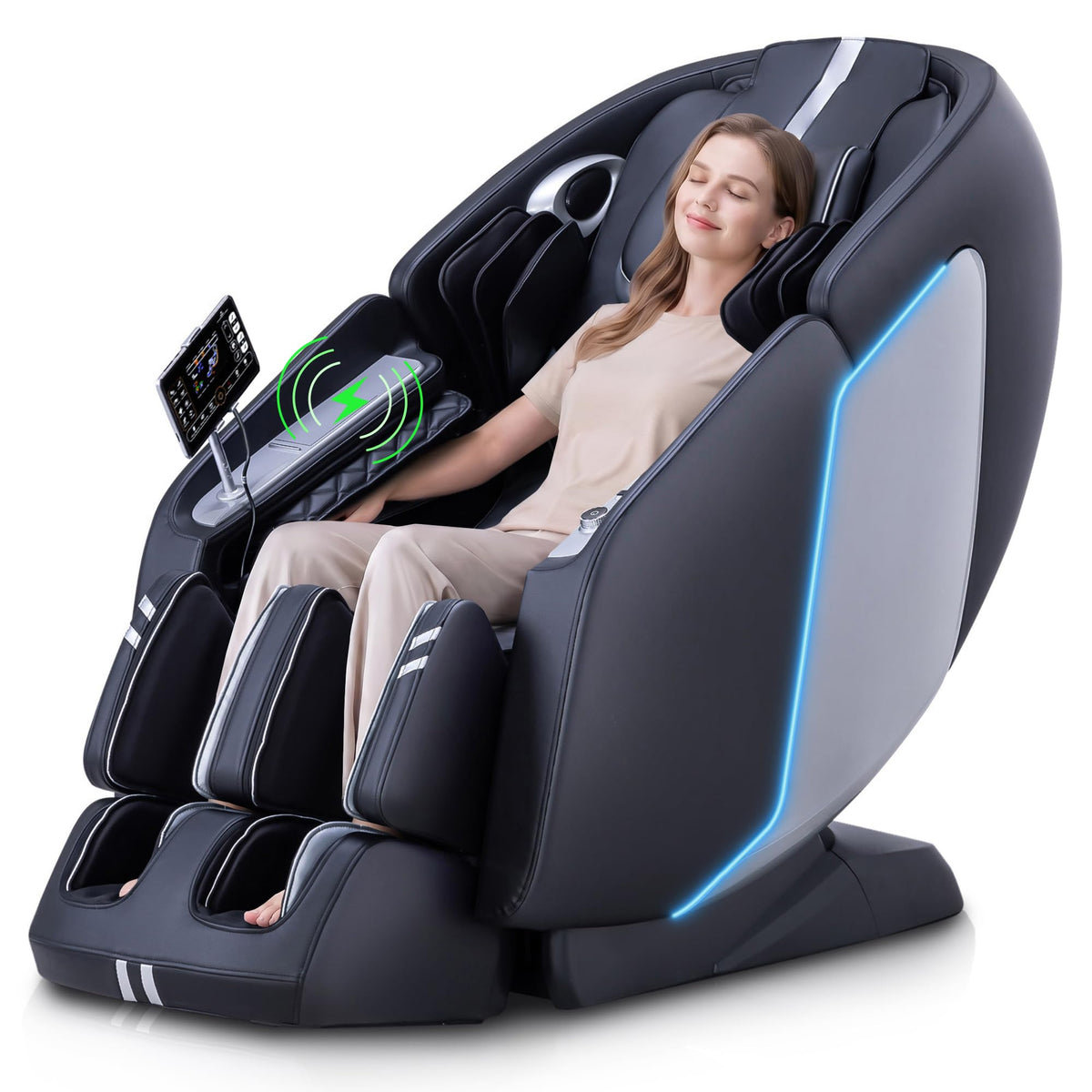 MassaMAX MT398 4D Full Body Massage Chair front view in black
