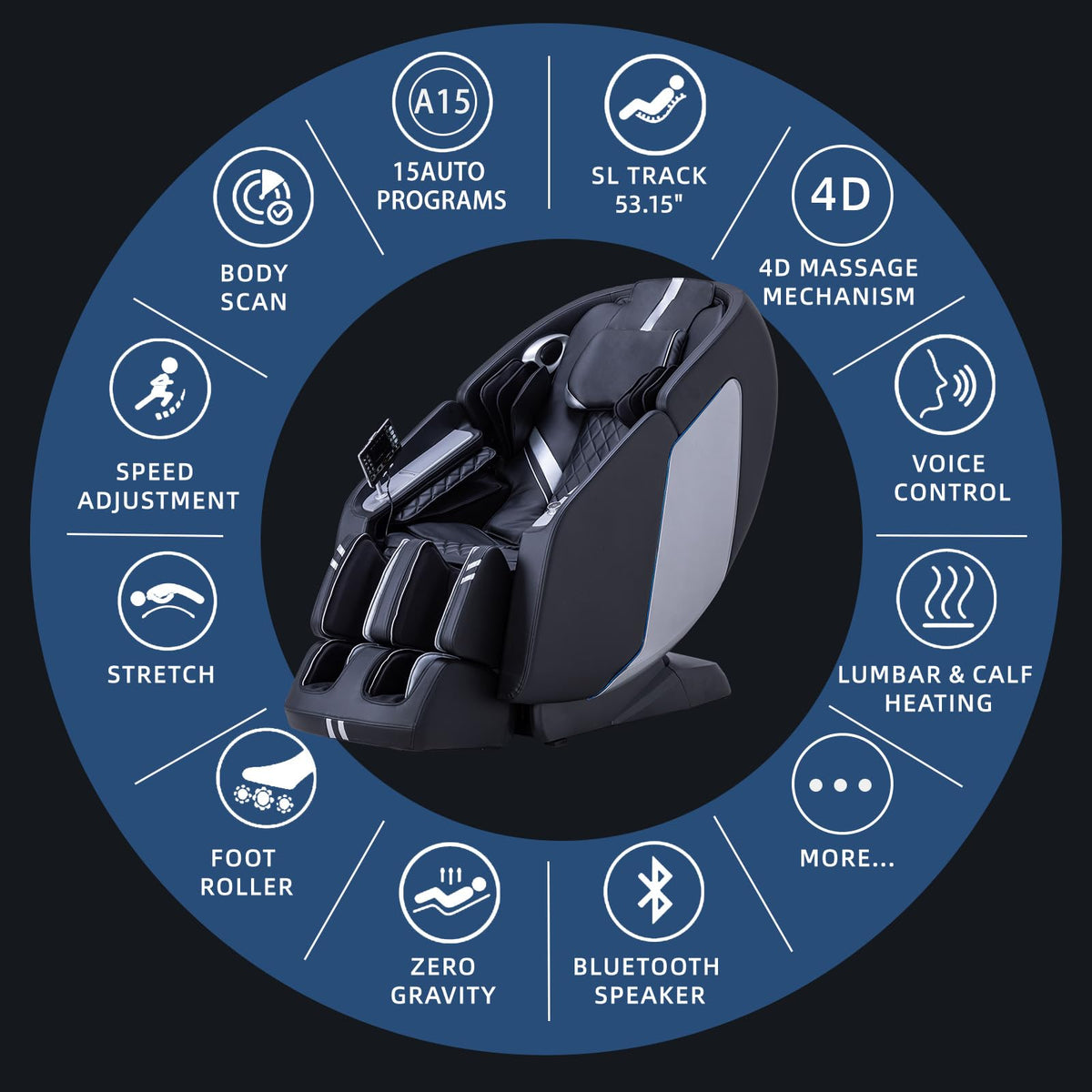 MassaMAX MT398 4D Massage Chair back view