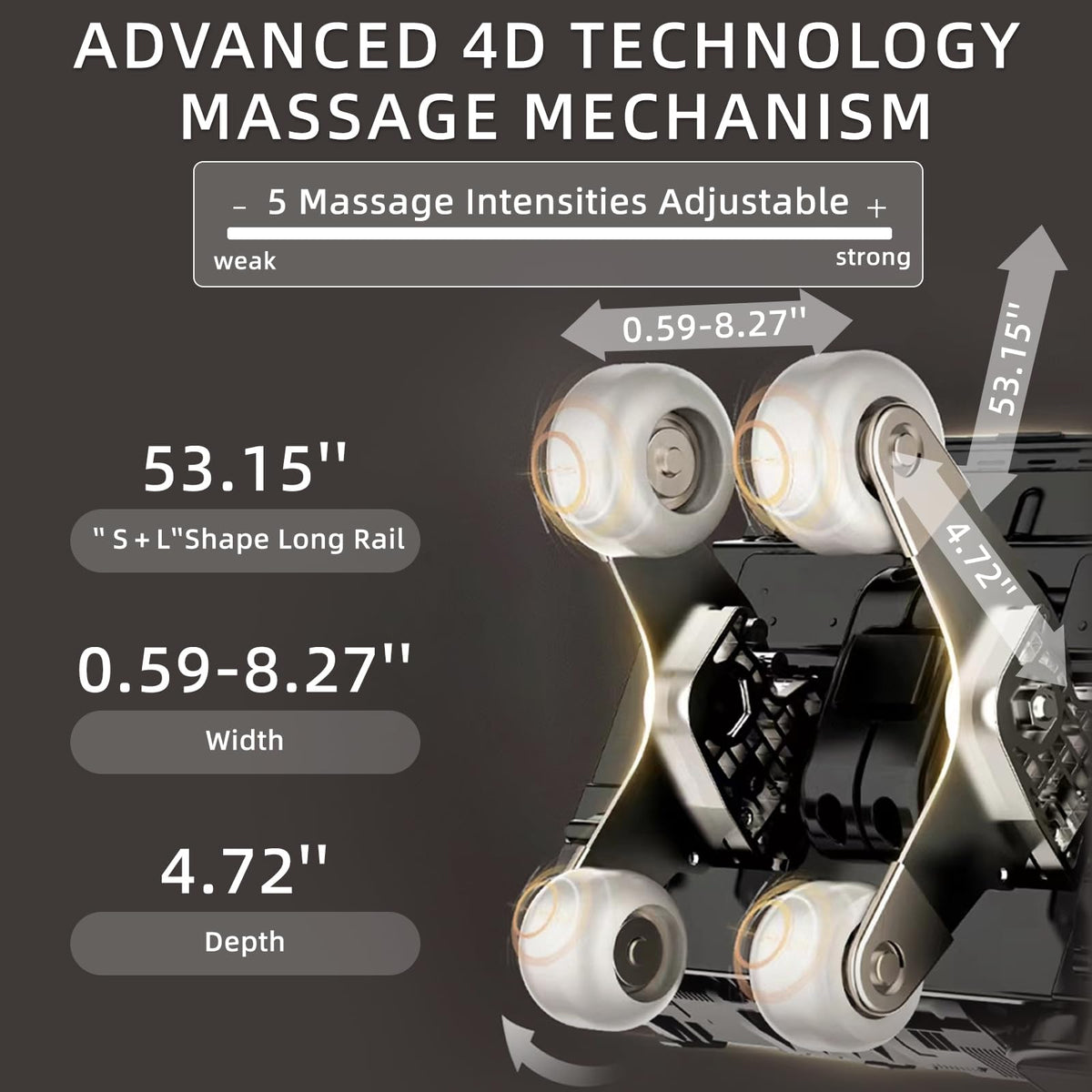 MassaMAX MT398 4D Massage Chair extended SL track detail