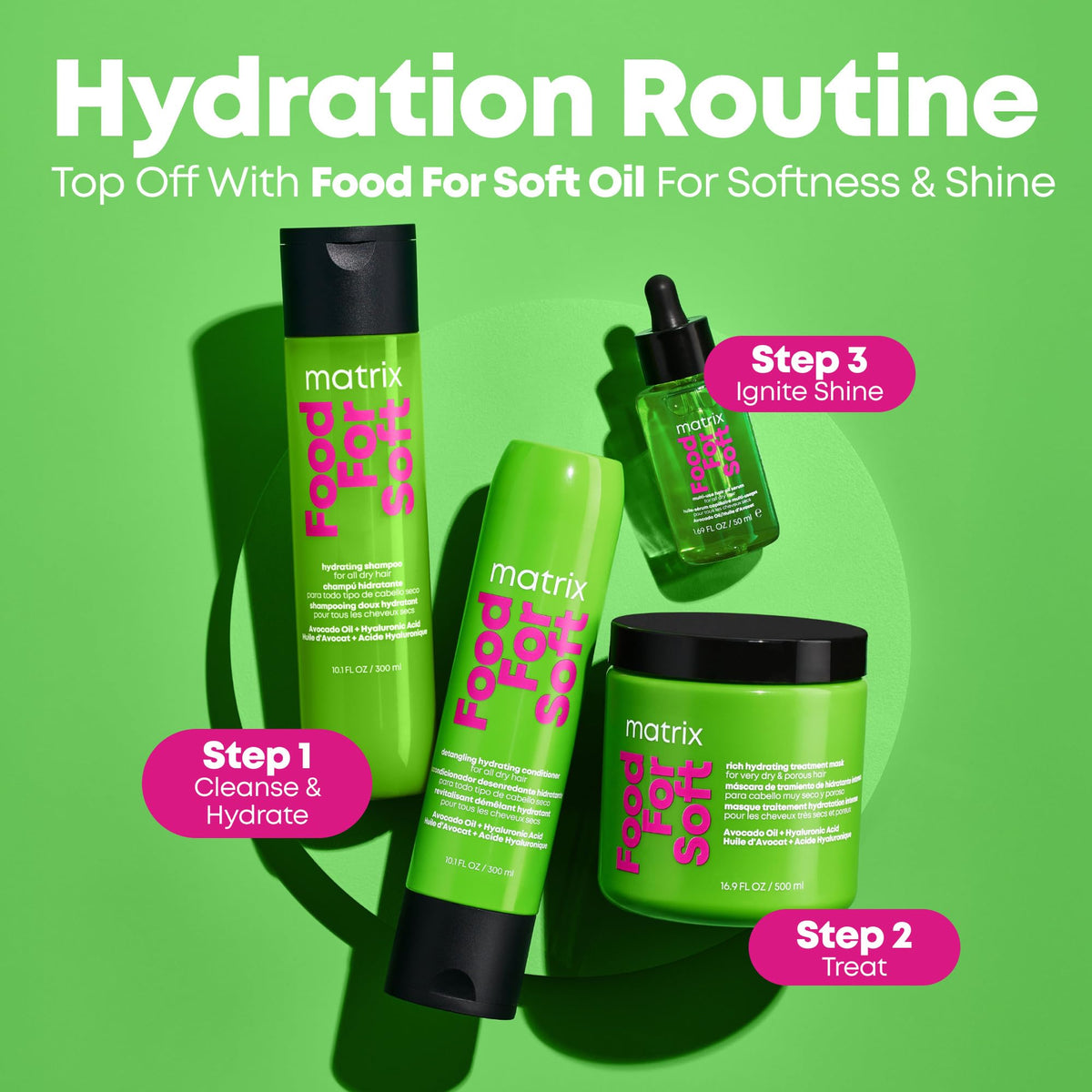 MATRIX Food For Soft Shampoo 1.7 Fl Oz with ingredients displayed