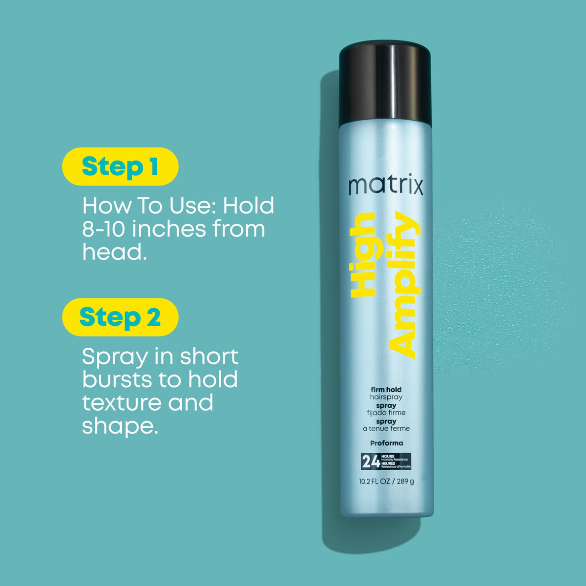 MATRIX High Amplify Firm Hold Hairspray 358g in a lifestyle setting
