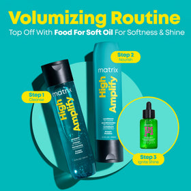 MATRIX High Amplify Shampoo on a vanity