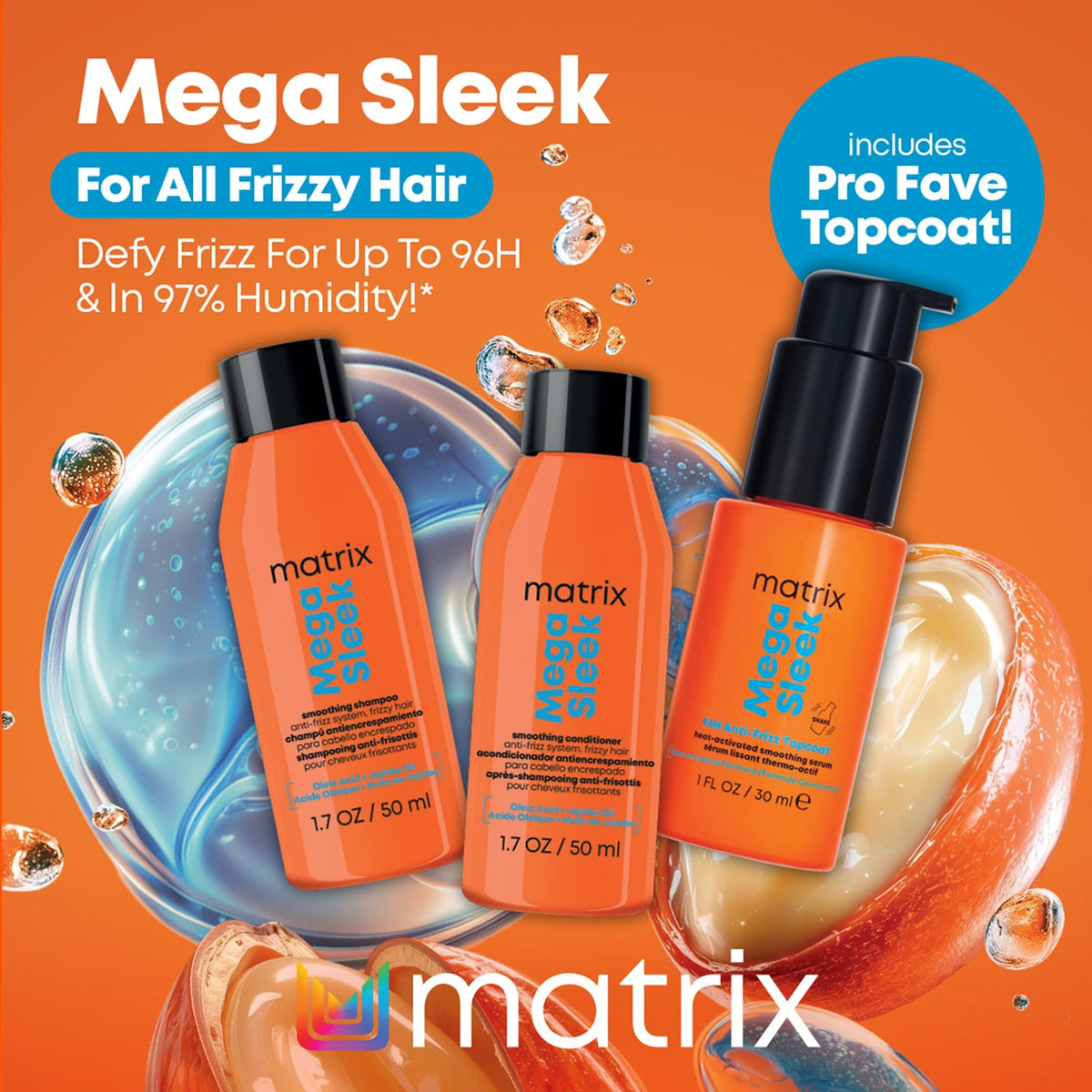 MATRIX Mega Sleek Shampoo bottle close-up