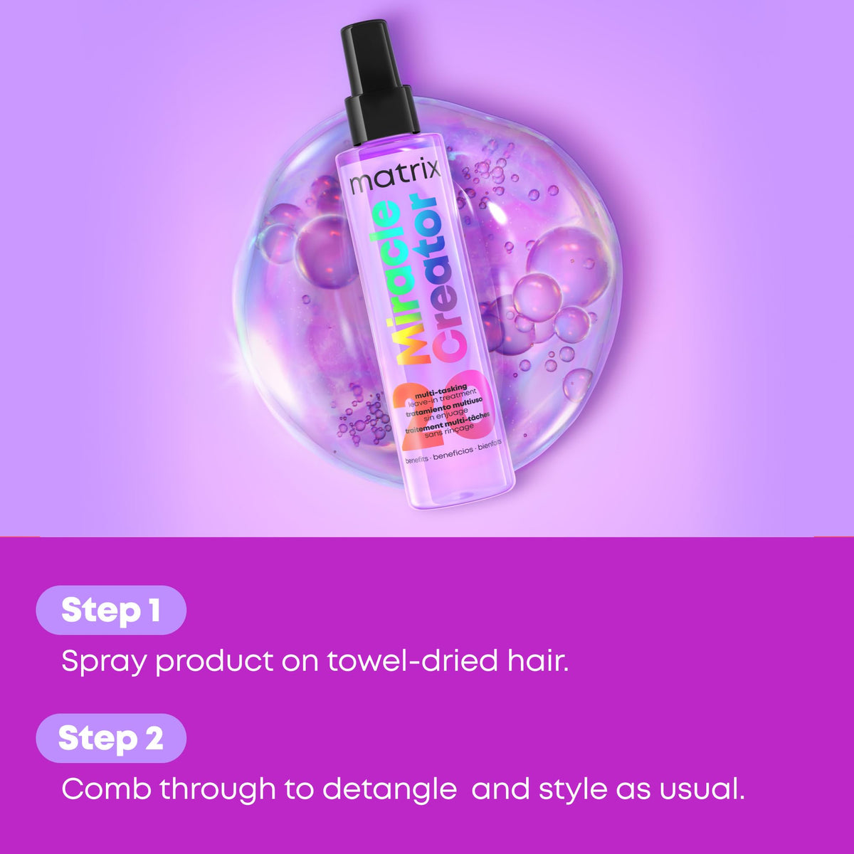 MATRIX Miracle Creator Leave-In Spray 6.8 Fl Oz on a vanity