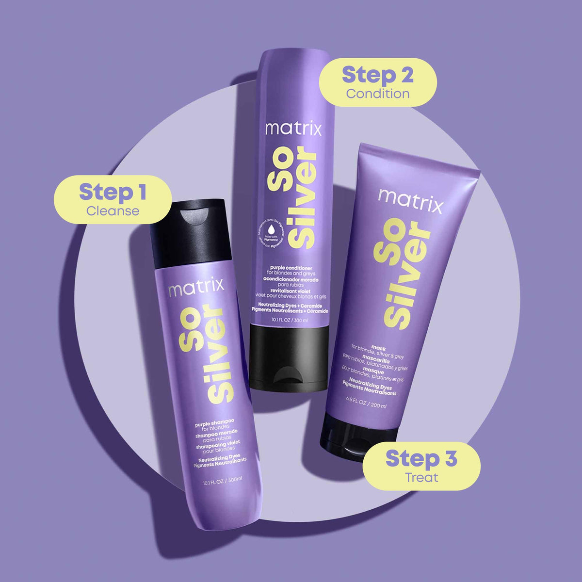 MATRIX So Silver Purple Conditioner application on hair