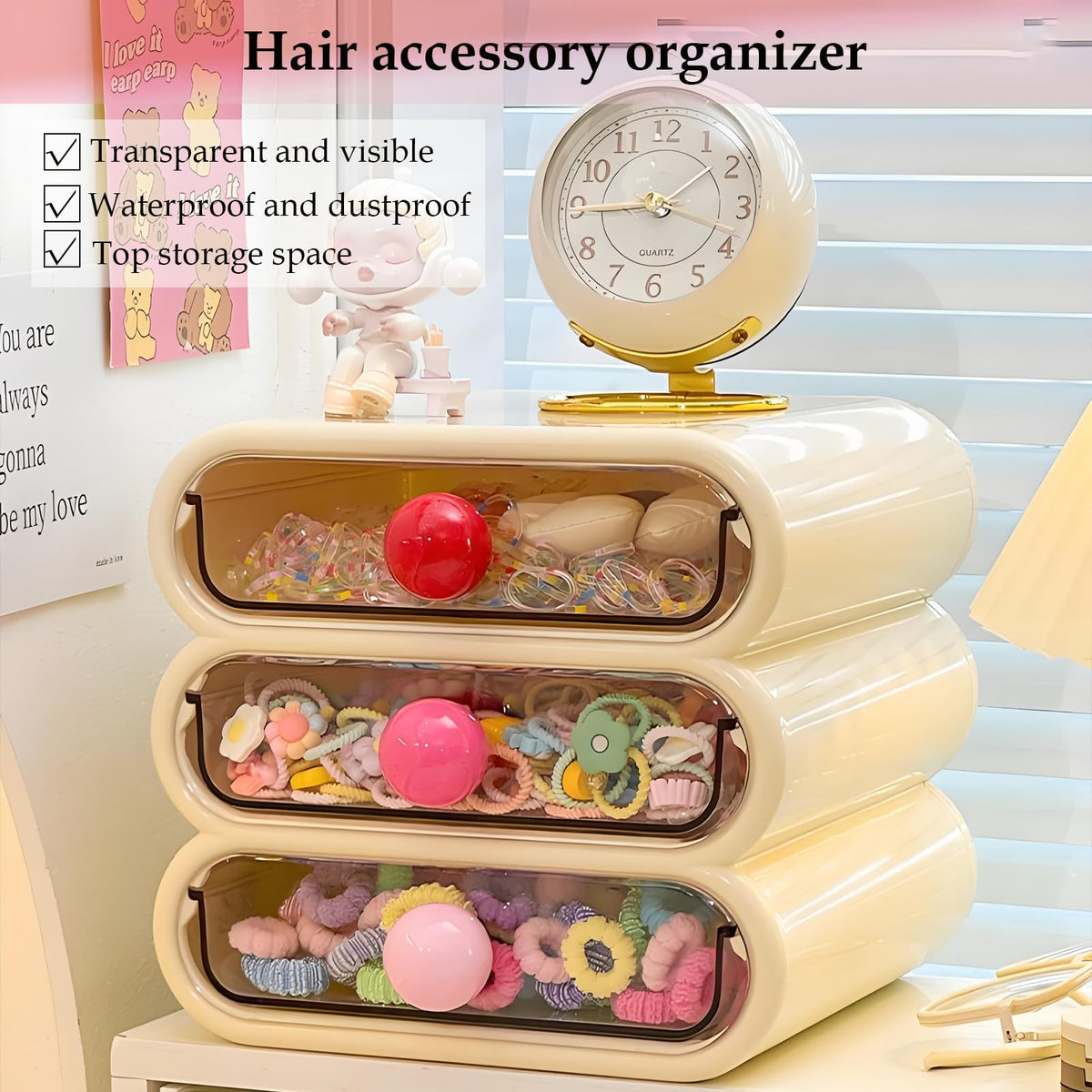 MavHubrix 3-Tier Drawer Makeup Organizer on a bathroom counter