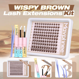 Mavphnee 120 pieces of brown lash clusters in various lengths
