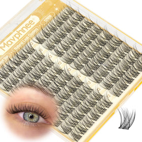 Mavphnee 12MM Natural Eyelash Clusters front view with clear band