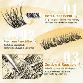Mavphnee 12MM Natural Eyelash Clusters on model's eyes