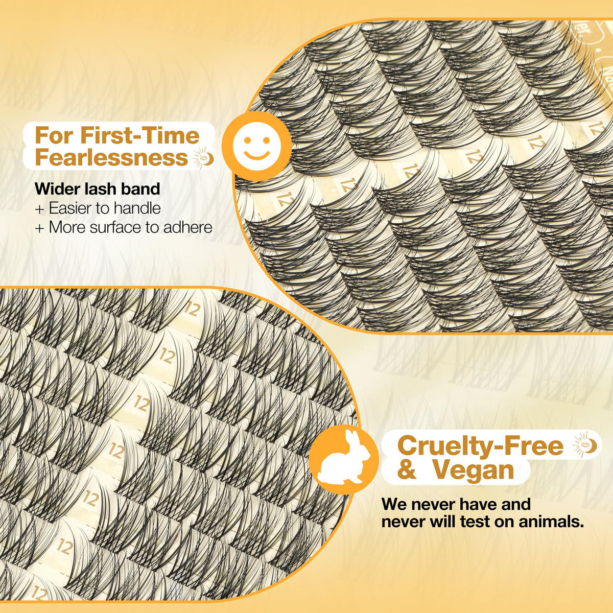 Mavphnee 12MM Natural Eyelash Clusters with applicator