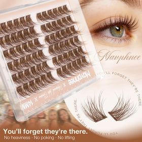 Mavphnee 14MM Brown Cluster Eyelash Extensions close-up of lashes
