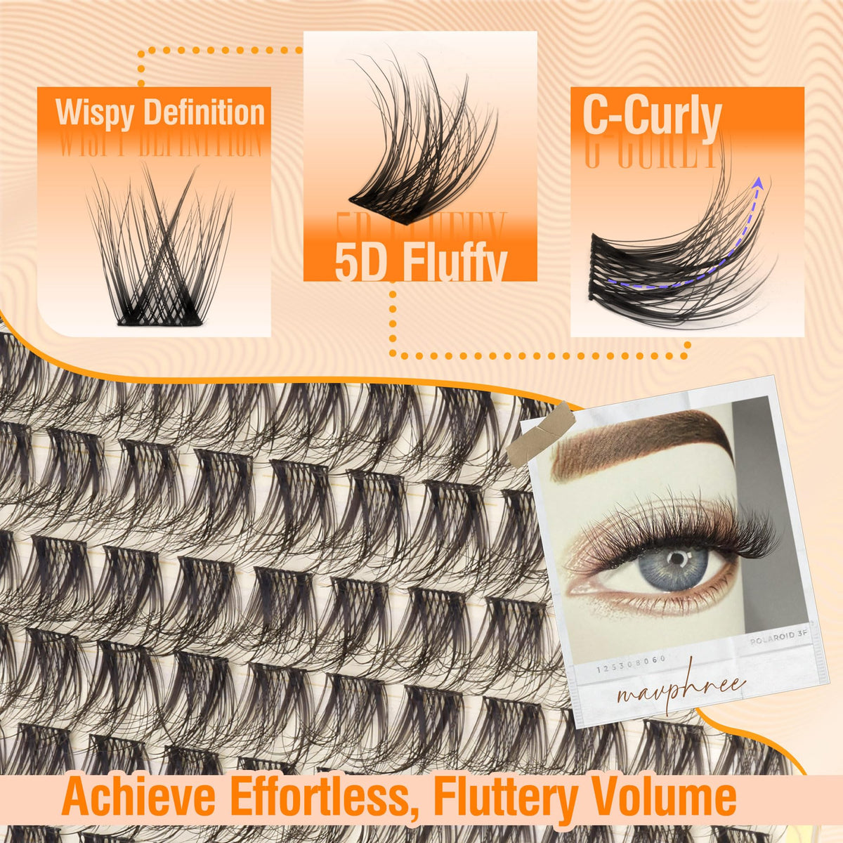 Mavphnee 14MM fluffy lash clusters in use