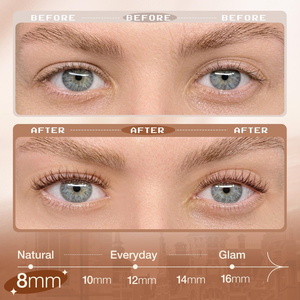 Mavphnee 8MM brown lash clusters in use