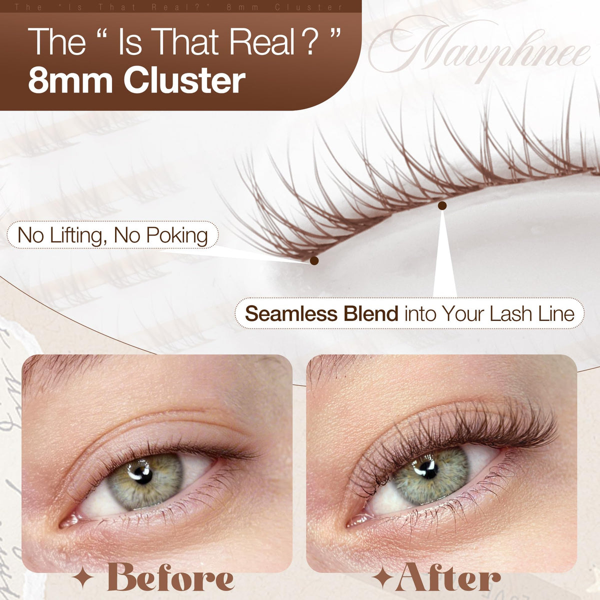 Mavphnee 8MM Brown Lash Clusters lifestyle scene