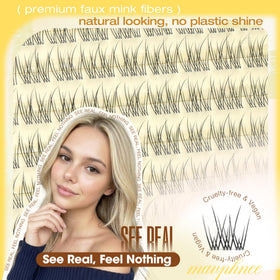 Mavphnee All 8MM Natural Lash Clusters displayed on a makeup table