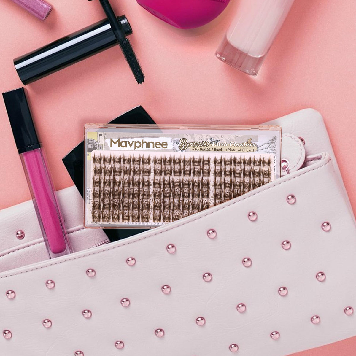 Mavphnee Brown Cluster Eyelash Extensions in various lengths