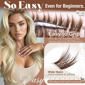 Mavphnee Brown Cluster Eyelash Extensions showing individual lashes