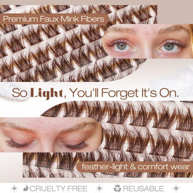 Mavphnee Brown Cluster Lashes displayed with tweezers