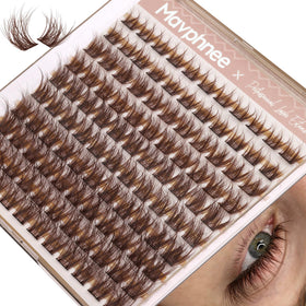 Mavphnee Brown Cluster Lashes front view in packaging