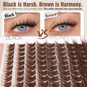 Mavphnee Brown Cluster Lashes with application instructions
