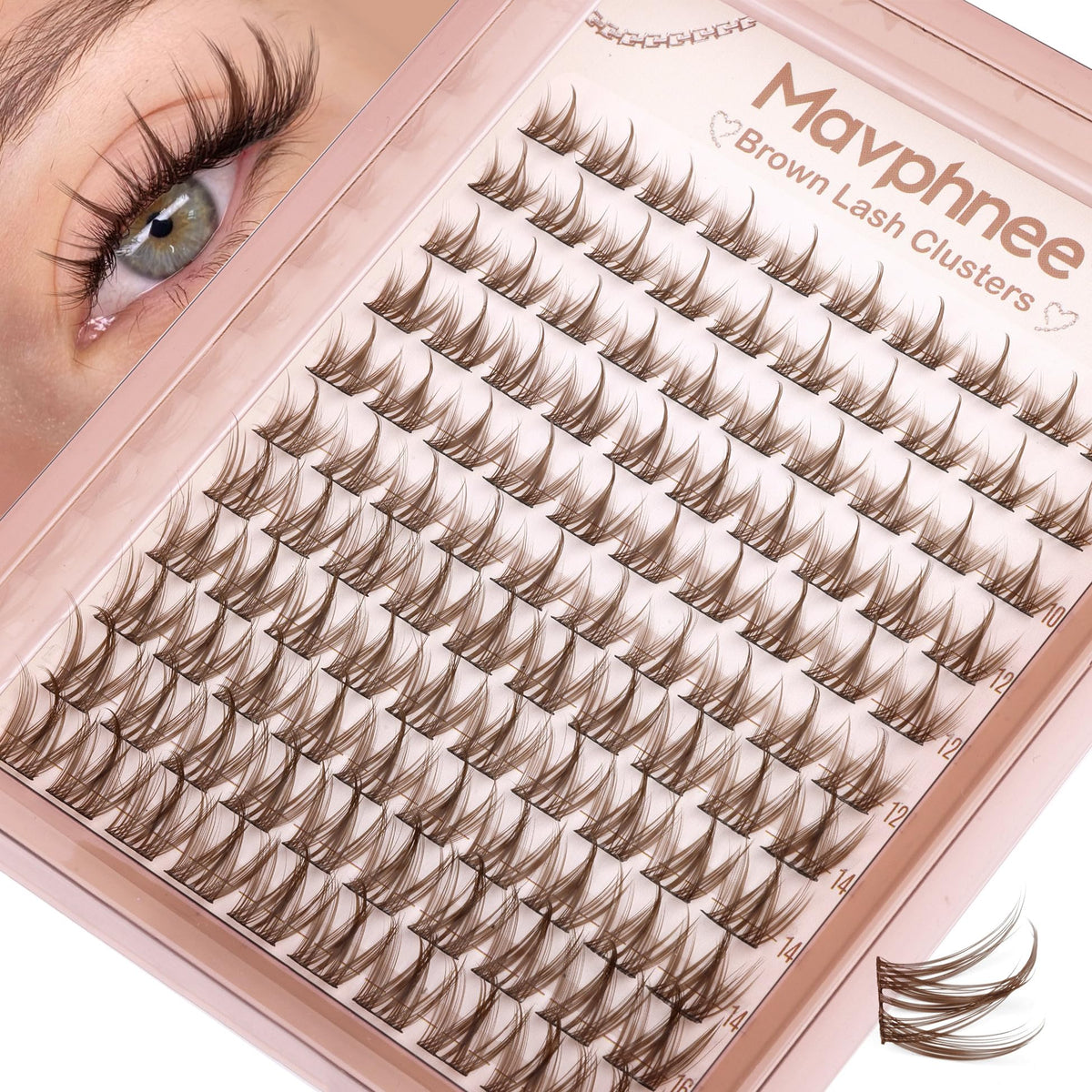 Mavphnee Brown Eyelash Clusters 110PCS front view