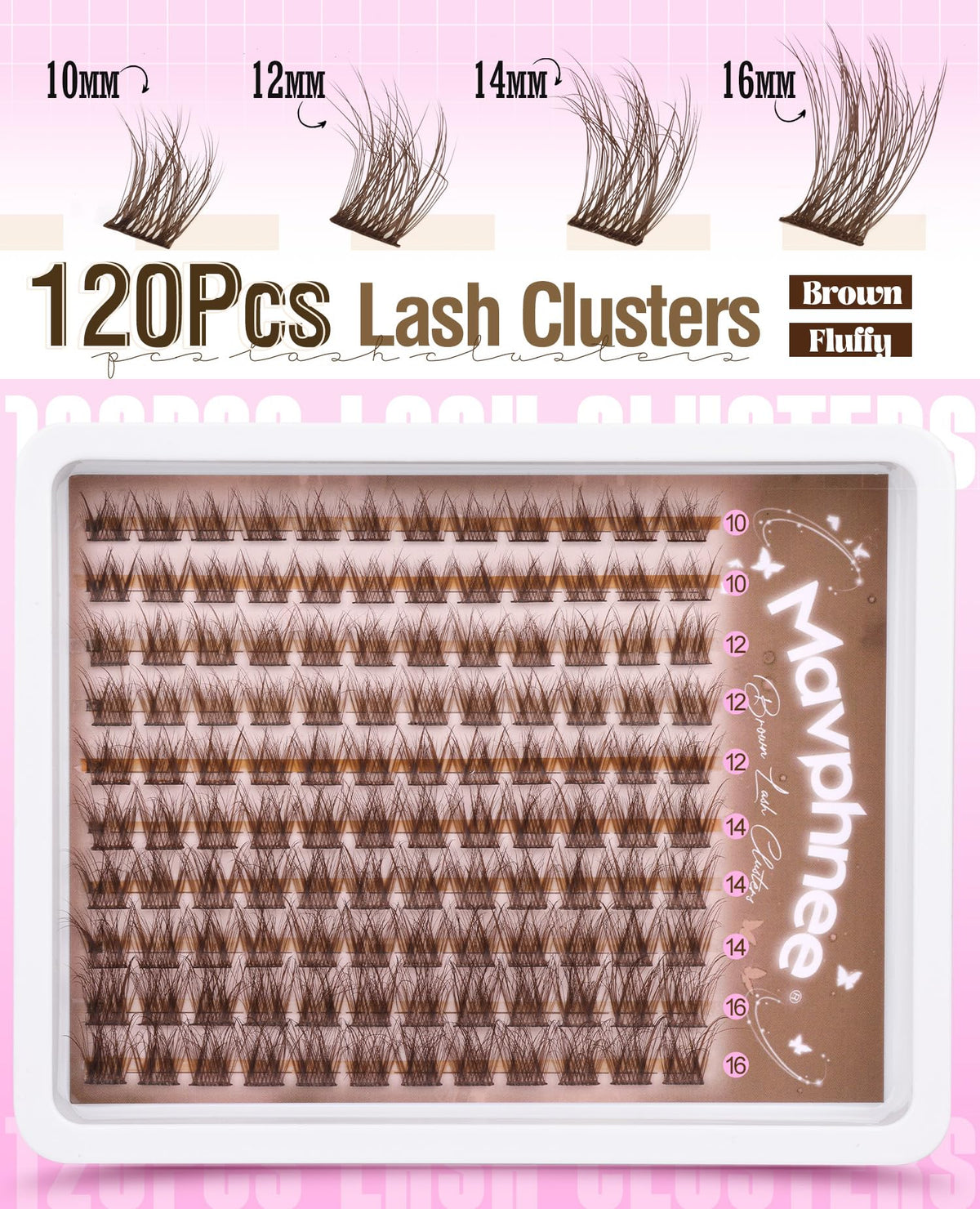 Mavphnee Brown Eyelash Clusters in various lengths 10-16MM