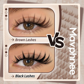 Mavphnee Brown Eyelash Clusters on model's eyes