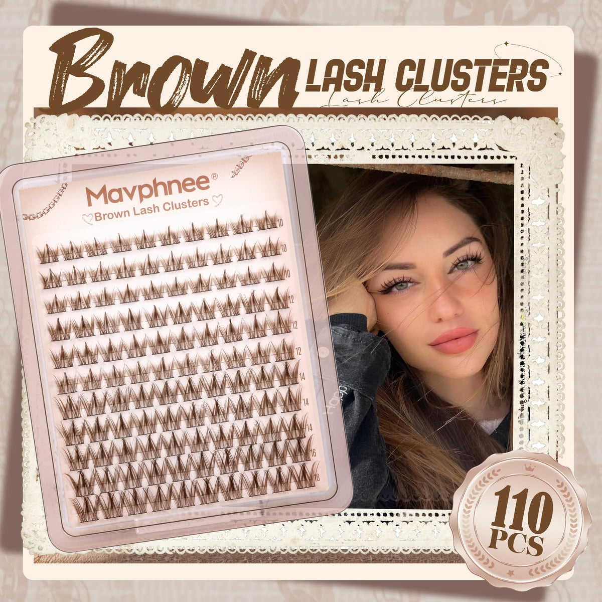 Mavphnee Brown Eyelash Clusters packaging