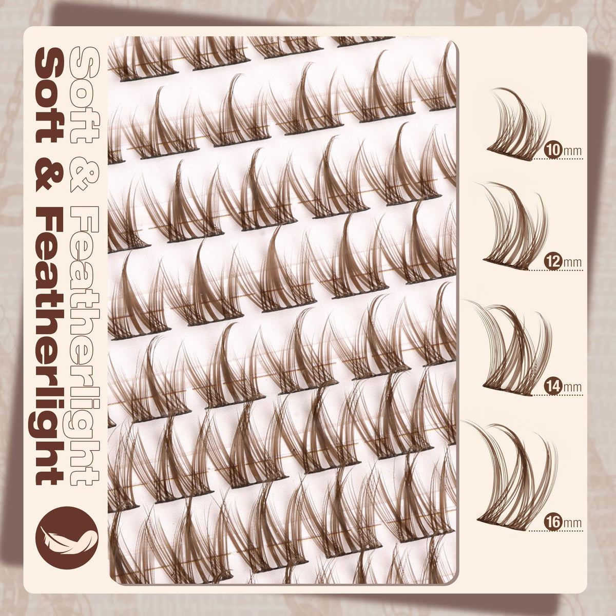 Mavphnee Brown Eyelash Clusters showing different lengths