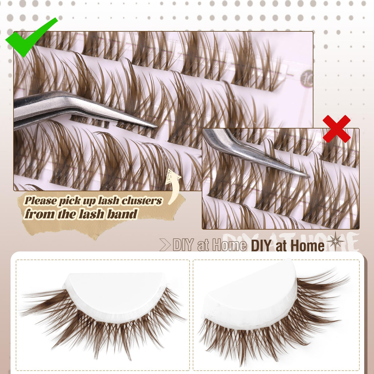 Mavphnee Brown Lash Clusters 10-16MM side view