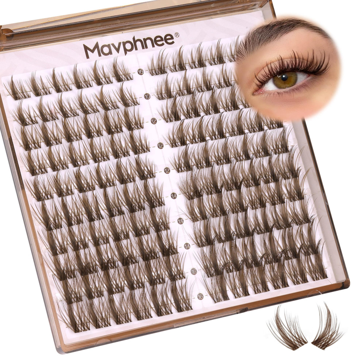 Mavphnee Brown Lash Clusters 10-16MM texture detail