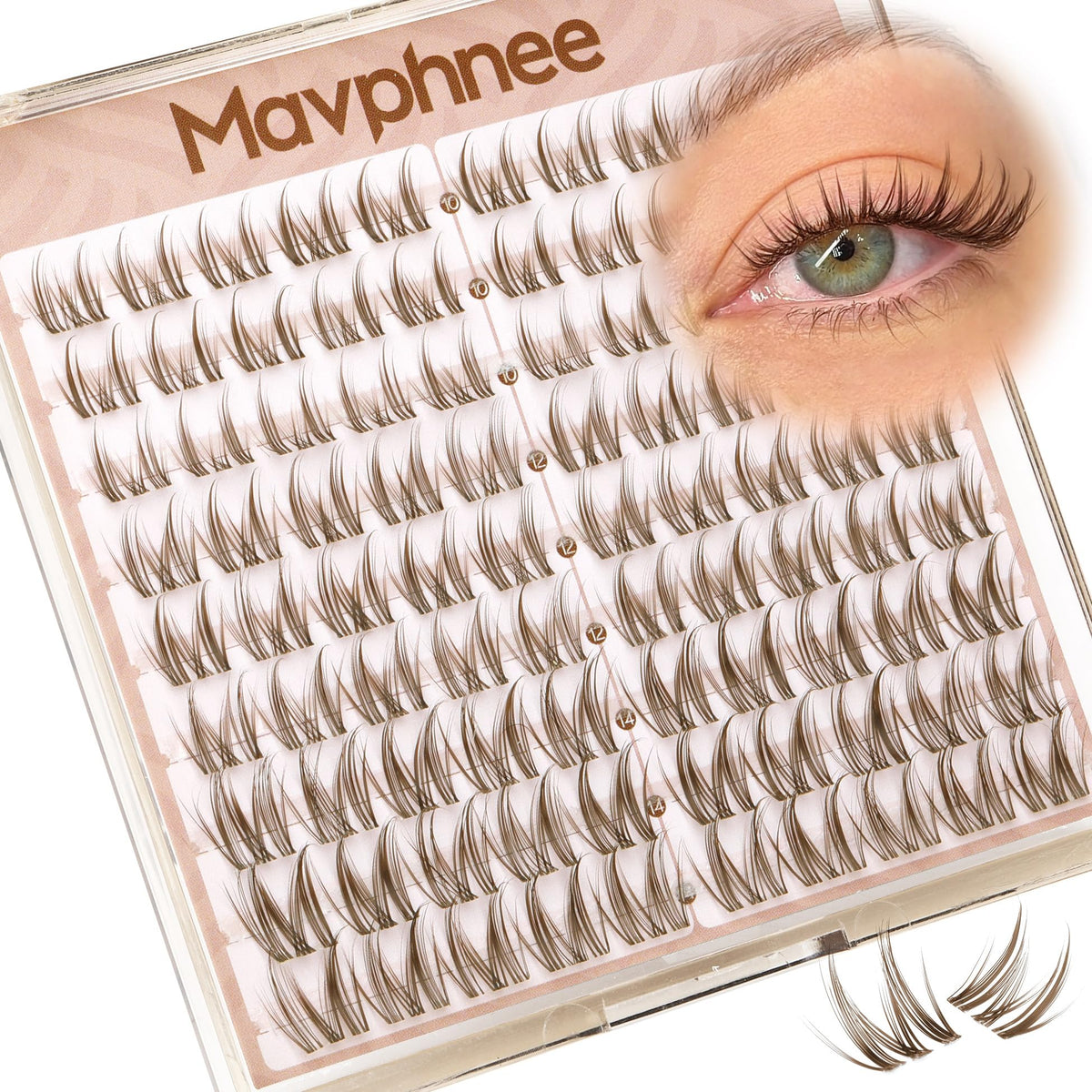Mavphnee Brown Lash Clusters front view with natural curls