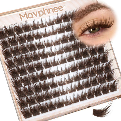 Mavphnee Brown Lash Clusters front view with packaging