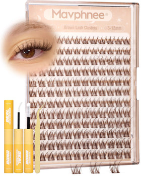 Mavphnee Brown Lash Clusters Kit front view with packaging