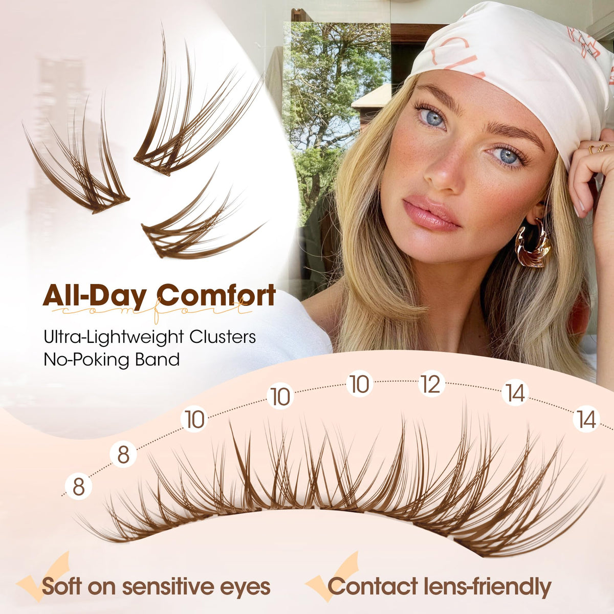 Mavphnee Brown Lash Clusters Kit with all components laid out