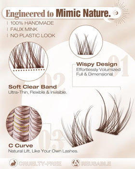 Mavphnee Brown Lash Clusters Kit with clear band detail