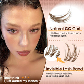 Mavphnee Brown Lash Clusters lifestyle scene with makeup