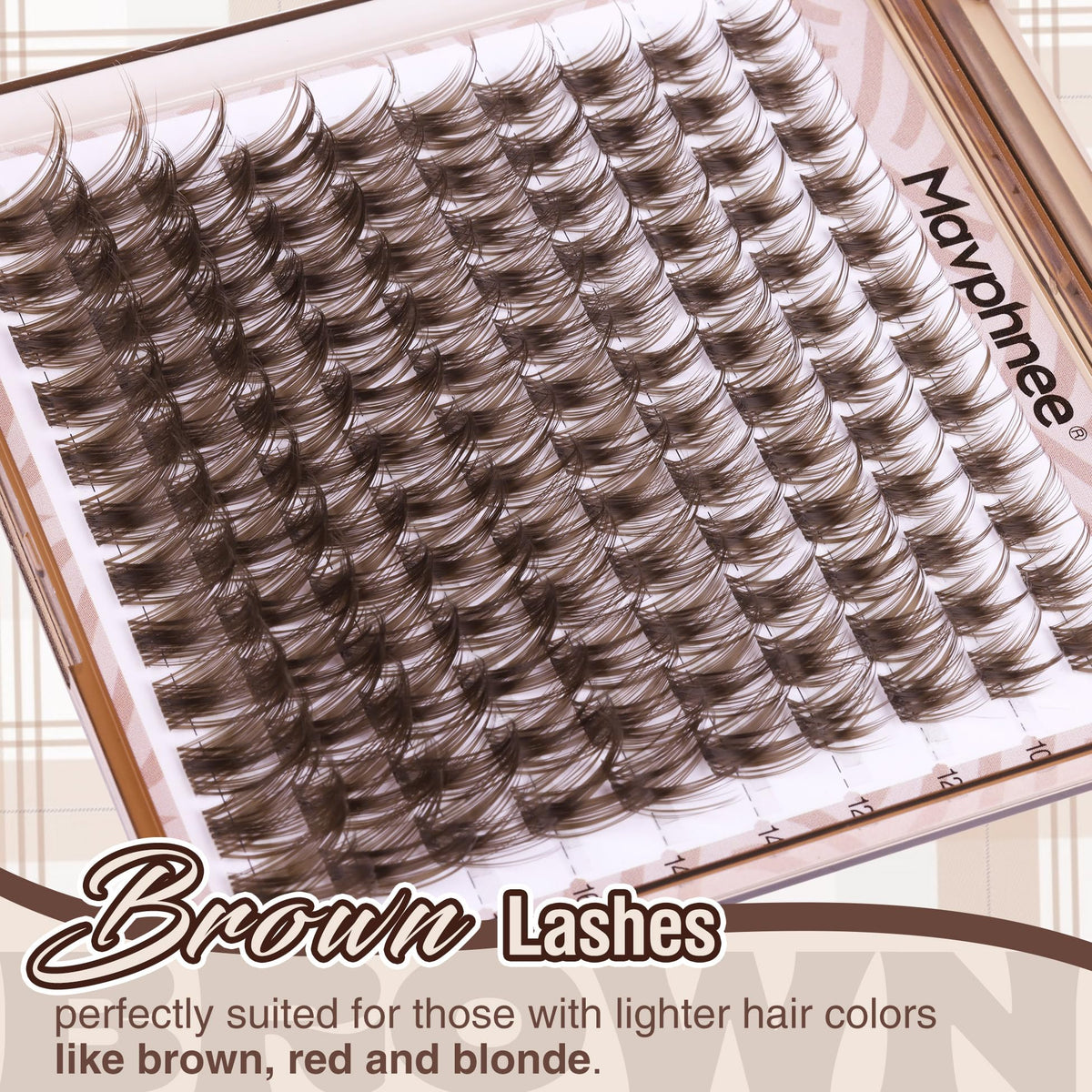 Mavphnee Brown Lash Clusters on model's eyes