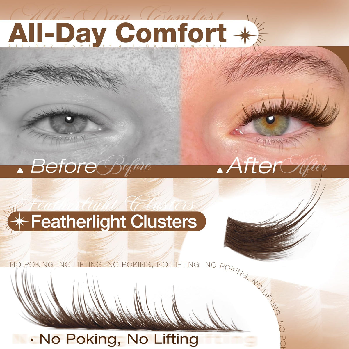 Mavphnee Brown Lash Clusters on model showcasing fox eye look