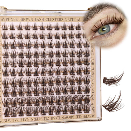 Mavphnee brown lash clusters pack front view with 120 pieces