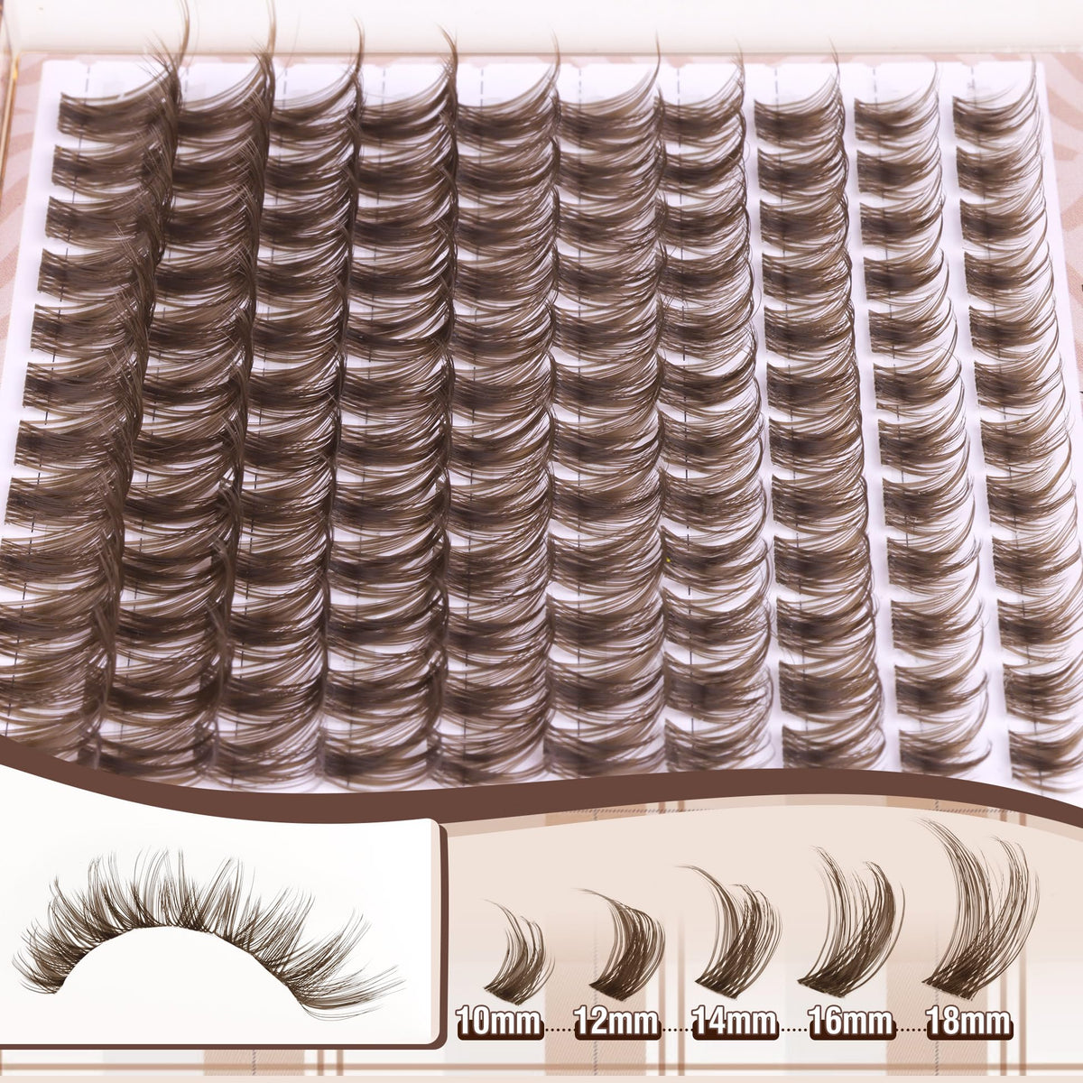 Mavphnee Brown Lash Clusters packaging dimensions