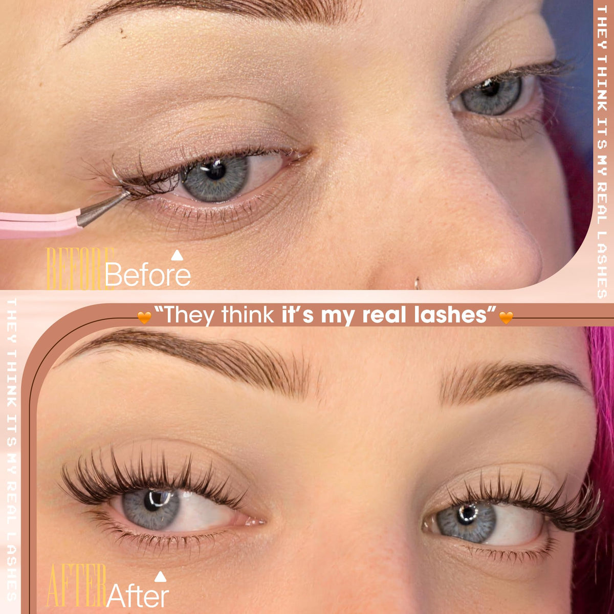 Mavphnee Brown Lash Clusters packaging with clear band