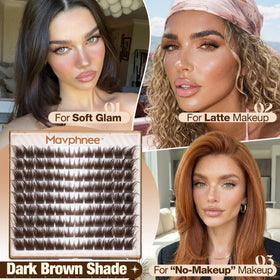 Mavphnee Brown Lash Clusters side view of lash band